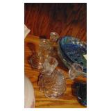 Carnival Glass Butterdish, Misc Glass Candlesticks and Bowls