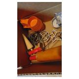 Vintage Rolling Pin, Tupperware Measuring Cups and Rosette Iron