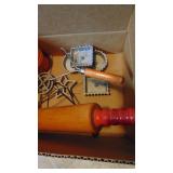 Vintage Rolling Pin, Tupperware Measuring Cups and Rosette Iron