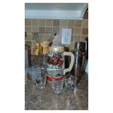 Barware Items, Ice Bucket, Decanter Set, Shaker and Misc
