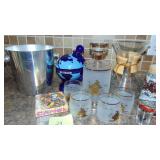 Barware Items, Ice Bucket, Decanter Set, Shaker and Misc