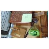 Desk Items, Carved Box, Paperweight, Gavel and Misc