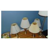 4 - Brass Table Lamps and 1- Floor Lamp