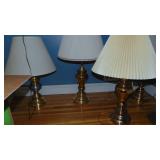 4 - Brass Table Lamps and 1- Floor Lamp