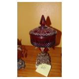 3 Pc Red Centerpiece Set with Candle Holders