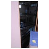 Lot of Totes and Black Plastic Shelf