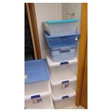 Lot of Totes and Black Plastic Shelf