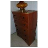 Chest of Drawers and Vintage Amber Table Lamp, 43" x 30" x 15"