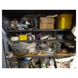 Metal Cabinet Filled with Tools and Garage Items