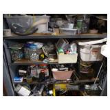 Metal Cabinet Filled with Tools and Garage Items