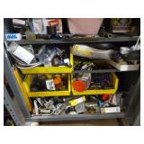 Metal Cabinet Filled with Tools and Garage Items