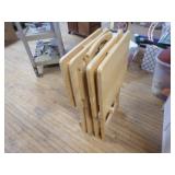 4 Wooden TV Trays in Stand