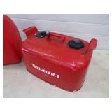 Suzuki Marine Gas Can and Plastic 5 Gallon Can