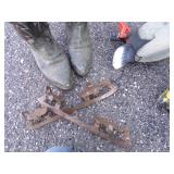 Size 10 Cowboy Boots, Vintage Ice Skates, Motorized Duck Decoy and Duck Decoy with Weight