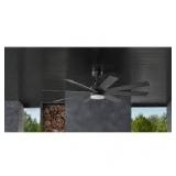 Home Decorators Collection Celene II 62 in. Indoor/Outdoor Matte Black DC Motor Ceiling Fan with Adjustable White Integrated LED w/ Remote Included  Customer Returns See Pictures
