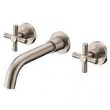SUMERAIN Modern Double Handle Wall Mounted Bathroom Faucet in Brushed Nickel    Customer Returns See Pictures