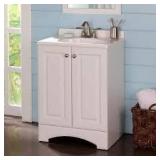 Glacier Bay 31 in. Single Sink White Bath Vanity with White Cultured Marble Top (Assembled) Customer Returns See Pictures