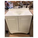 Glacier Bay 31 in. Single Sink White Bath Vanity with White Cultured Marble Top (Assembled) Customer Returns See Pictures