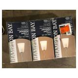 Lot of Hampton Bay Helena 4.7 in 1-Light Brushed Nickel Mini Pendant with Frosted Glass Shades Customer Returns See Pictures