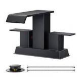 androme 4 in. Centerset Double Handle Low Arc Bathroom Faucet with Pop-up Drain Included in Matte Black Customer Returns  See Pictures