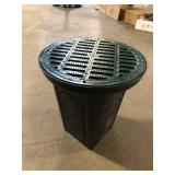 12 in. x 16 in. Black Plastic Drainage 6-Hole Catch Basin with Round Grate  Customer Returns See Pictures
