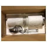 Cayden 6.5 in 1-Light Brushed Nickel Shaded Pendant Light with Clear Plus Etched Opal Glass Shade, No Bulbs Included  Customer Returns  See Pictures