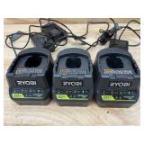 Lot of 3 - Ryobi 18V Charger Model # P118B