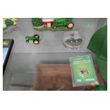 Assorted John Deere Collectibles - Frames, Books, Pin, Bank