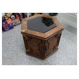 Glass Top Hexagon Table with Sentry Box Bolted Inside