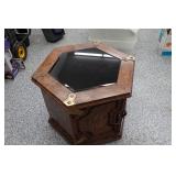 Glass Top Hexagon Table with Sentry Box Bolted Inside