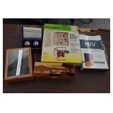 Assorted Homegoods - Key Cabinet, Wood Storage Boxes, Bible