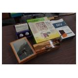 Assorted Homegoods - Key Cabinet, Wood Storage Boxes, Bible