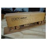 Large Wooden USB Holland Semi and Trailer Model