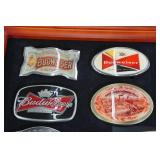 *19* Framed Bradford Exchange Budweiser Belt Buckles