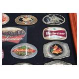 *19* Framed Bradford Exchange Budweiser Belt Buckles