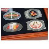 *19* Framed Bradford Exchange Budweiser Belt Buckles