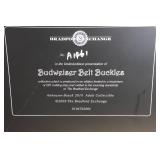 *19* Framed Bradford Exchange Budweiser Belt Buckles