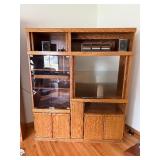 Wood Entertainment Center with Contents