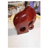 Red Glazed Ceramic Elephant Sculpture
