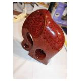 Red Glazed Ceramic Elephant Sculpture