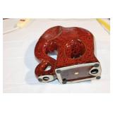Red Glazed Ceramic Elephant Sculpture