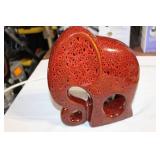 Red Glazed Ceramic Elephant Sculpture