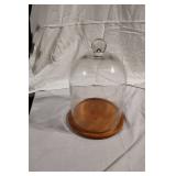 Glass Display Dome with Wooden Base