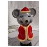 16-Inch Ceramic Christmas Mouse Decorative Figurine with Light