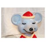 16-Inch Ceramic Christmas Mouse Decorative Figurine with Light