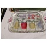 Indiana Glass Company Rainbow Mist Snack Tray with Dividers