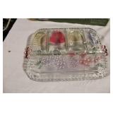 Indiana Glass Company Rainbow Mist Snack Tray with Dividers
