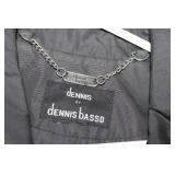 Dennis Basso Black Overcoat with Brown Trim Accents