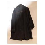 Dennis Basso Black Overcoat with Brown Trim Accents