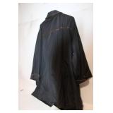 Dennis Basso Black Overcoat with Brown Trim Accents